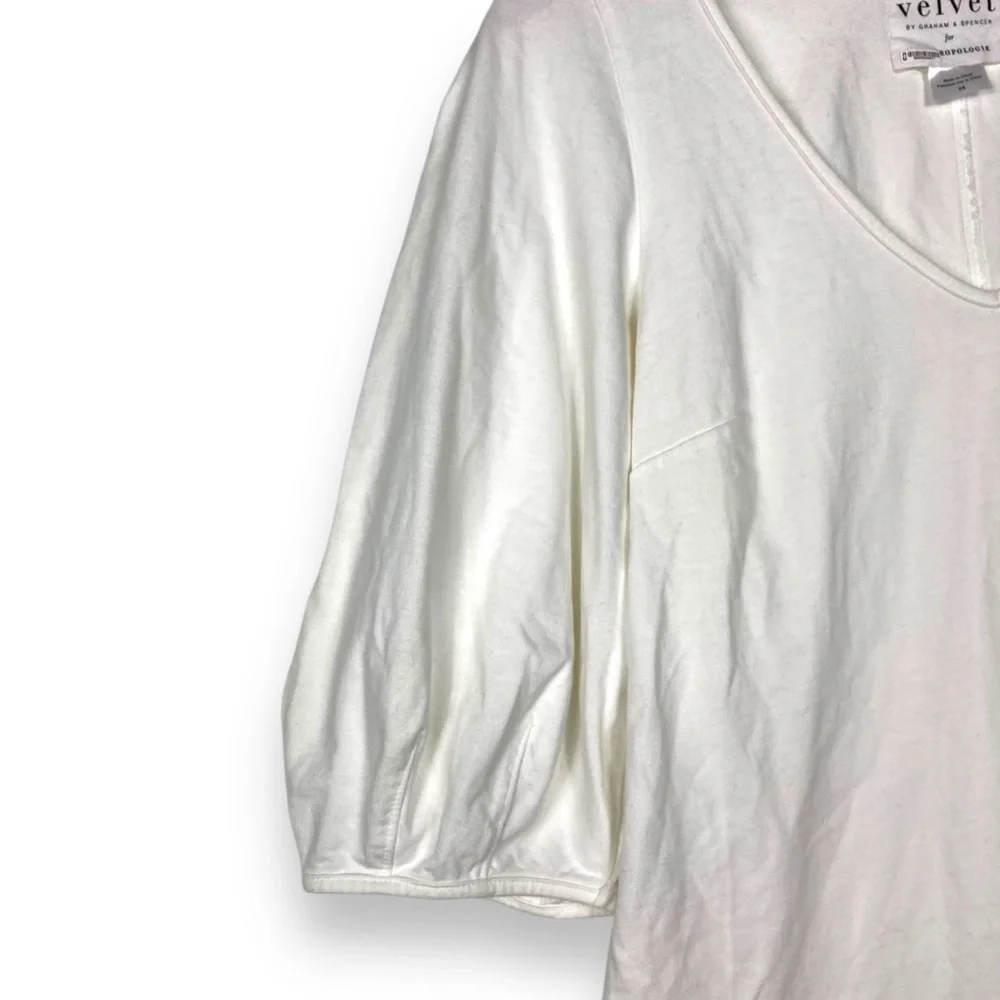 Velvet By Graham & Spencer Puff Sleeve Bodice White blouse top 100% Cotton XS - Picture 5 of 8
